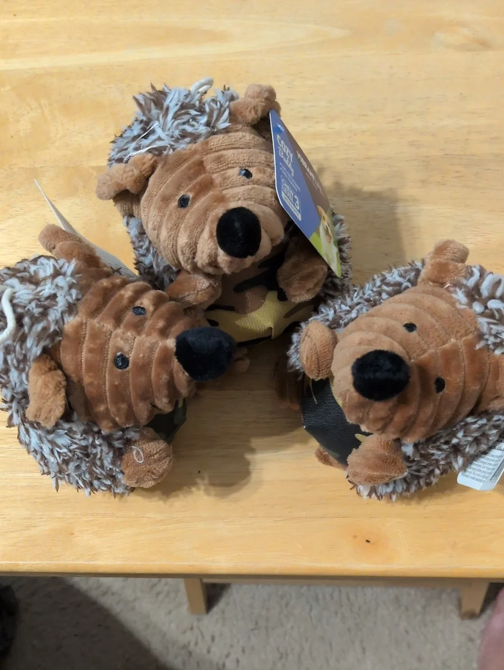 Set Of 3 Camo Hedgehog Dog Toys